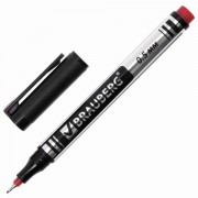 Маркер перманентный (нестираемый) BRAUBERG "Jet", КРАСНЫЙ, супертонкий металлический наконечник, 0,5 мм, 150509 - Премиум Сервис