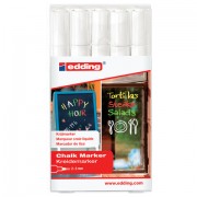 Маркеры меловые EDDING 4095 НАБОР 5 шт., 2-3 мм, БЕЛЫЕ, влагостираемые, для гладких поверхностей, E-4095/5S/49 - Премиум Сервис