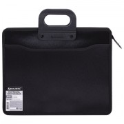 Папка-портфель пластиковая BRAUBERG А4+ (390х320х120 мм), 4 отделения, фактура под дерево, черная, 221391 - Премиум Сервис