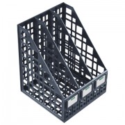 Лоток вертикальный для бумаг (250х245х295 мм), 3 отделения, сетчатый, сборный, черный, ЛТ81 - Премиум Сервис