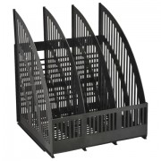 Лоток вертикальный для бумаг "Line" (253х250х290 мм), 3 отделения, сетчатый, сборный, черный, ЛТ454 - Премиум Сервис