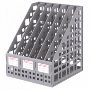 Лоток вертикальный для бумаг BRAUBERG "MAXI Plus", 240 мм, 6 отделений, сетчатый, сборный, серый, 237016, ЛТ86 - Премиум Сервис