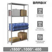 Стеллаж металлический BRABIX "MS KD-180/40-4", 1800х1000х400 мм, 4 полки, сборная стойка, 291115, S240BR144402 - Премиум Сервис