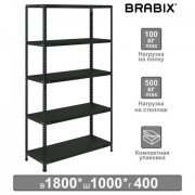 Стеллаж металлический BRABIX "ГРАФИТ MS KD-180/40-5", лофт, 1800х1000х400 мм, 5 полок, 291269, S240BR144593 - Премиум Сервис