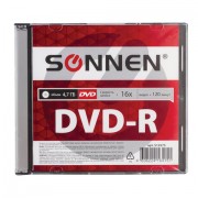 ���� DVD-R SONNEN, 4,7 Gb, 16x, Slim Case (1 �����), 512575 - ������� ������