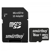 ����� ������ microSDHC, 16 GB, SMARTBUY, 10 ��/���. (class 10), � ���������, SB16GBSDCL10-01 - ������� ������