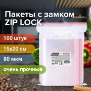  ZIP LOCK ""  ,  100 ., 15x20 , , 80 , BRAUBERG EXTRA, 608177 -  