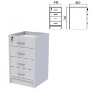 Тумба (каркас БЕЗ КРЫШКИ) приставная "Арго", 440х450х740 мм, 4 ящика, замок, серый - Премиум Сервис