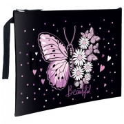 Папка для тетрадей BRAUBERG А4, 1 отделение, полиэстер, на молнии, с ручкой, "Flower butterfly", 271475 - Премиум Сервис