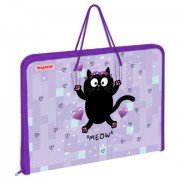 Папка для труда на молнии с ручками ПИФАГОР А4, 1 отд., пластик, органайзер, Falling cat, 272226 - Премиум Сервис