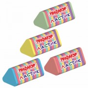Ластик трехгранный ПИФАГОР "ЭНИКИ-БЕНИКИ", 35х18х18 мм, картонный держатель, цвета ассорти, 272668 - Премиум Сервис