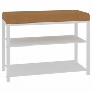 Банкетка для обуви "Торонто-23S", 670х300х490 мм, 2 полки, металл/ткань, белая/бежевая, БТ23СББ - Премиум Сервис