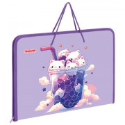 Папка для труда на молнии с ручками ПИФАГОР А4, 1 отделение, пластик, органайзер, Bubble tea, 273387 - Премиум Сервис