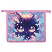 Папка для тетрадей ПИФАГОР А5, 1 отделение, пластик, на молнии, Magic kitty, 273327 - Премиум Сервис