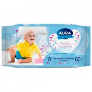 Салфетки влажные 60 шт, для детей, AURA Ultra Comfort, без спирта, ш/к 05152, 8106 - Премиум Сервис