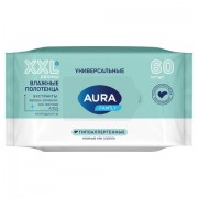 Полотенца влажные 60 шт, AURA Family универсальные, ш/к 60656, 14403 - Премиум Сервис