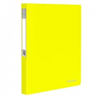 Папка на 2 кольцах BRAUBERG "Neon", 25 мм, внутренний карман, неоновая, желтая, до 170 листов, 0,7 мм, 227457 - Премиум Сервис