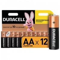 Батарейки КОМПЛЕКТ 12 шт., DURACELL Basic, AA (LR06, 15А), алкалиновые, пальчиковые, блистер - Премиум Сервис