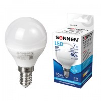����� ������������ SONNEN, 7 (60) ��, ������ �14, ���, �������� ����� ����, 30000 �, LED G45-7W-4000-E14, 453706 - ������� ������