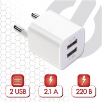 �������� ���������� ������� (220�) SONNEN, 2 ����� USB, �������� ��� 2,1 �, �����, 454797 - ������� ������