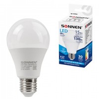 ����� ������������ SONNEN, 15 (130) ��, ������ �27, �����, ����������� �����, 30000 �, LED A65-15W-4000-E27, 454920 - ������� ������
