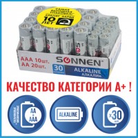 ��������� �������� 30 (20+10) ��., SONNEN Alkaline, AA+��� (LR6+LR03), � �������, 455097 - ������� ������