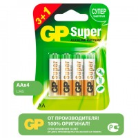 ��������� GP Super, AA (LR6, 15�), �����������, �����������, �������� 4 ��., ����� 3+1, 15A3/1-2CR4 - ������� ������
