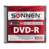 ���� DVD-R SONNEN, 4,7 Gb, 16x, Slim Case (1 �����), 512575 - ������� ������