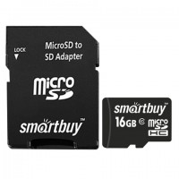 ����� ������ microSDHC, 16 GB, SMARTBUY, 10 ��/���. (class 10), � ���������, SB16GBSDCL10-01 - ������� ������