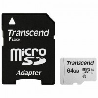 ����� ������ microSDXC 64 GB TRANSCEND UHS-I U1, 95 ��/��� (class 10), �������, TS64GUSD300S-A - ������� ������