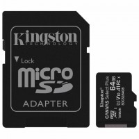 Карта памяти microSDXC 64 GB KINGSTON Canvas Select Plus, UHS-I U1, 100 Мб/с (class 10), адаптер, SDCS2/64GB - Премиум Сервис