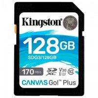   SDXC 128GB KINGSTON Canvas Go Plus, UHS-I U3, 170 / (class 10), SDG3/128GB -  