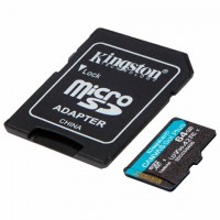   microSDXC 64GB KINGSTON Canvas Go Plus UHS-I U3, 170 / (class 10), SDCG3/64GB -  