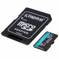 Карта памяти microSDXC 64GB KINGSTON Canvas Go Plus UHS-I U3, 170 Мб/с (class 10), SDCG3/64GB - Премиум Сервис