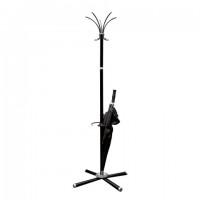 Вешалка-стойка "Классикс-ТМ3", 1,86 м, крестовина 70х70 см, 5 крючков + место для зонтов, металл, черная, Классик-ТМ3,чер - Премиум Сервис