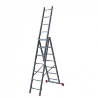 Лестница-трансформер 3-х секционная 3х7 ступеней, 3х1,9 м, высота 4,5 м, нагрузка 150 кг, алюминий, НОВАЯ ВЫСОТА, 1230307 - Премиум Сервис