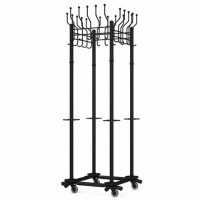 Вешалка на колесах на 20 крючков с держателем для зонтов "Гардикс-4К", металл, черная - Премиум Сервис