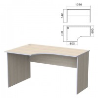 Стол письменный эргономичный "Бюджет", 1360х900х740 мм, левый, дуб шамони светлый, 402662-430 - Премиум Сервис