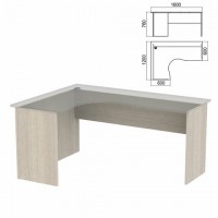 Стол компактный ЧАСТЬ 2 "Арго", 1600х1200х760 мм, левый, ясень шимо - Премиум Сервис