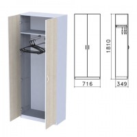 Шкаф для одежды "Бюджет", 716х349х1810 мм, дуб шамони светлый (КОМПЛЕКТ) - Премиум Сервис