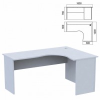 Стол компактный "Арго", 1600х1200х760 мм, правый, серый (КОМПЛЕКТ) - Премиум Сервис