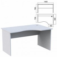 Стол эргономичный "Арго", 1400х900х760 мм, правый, серый (КОМПЛЕКТ) - Премиум Сервис