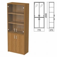 Шкаф закрытый со стеклом "Арго", 770х370х2000 мм, орех (КОМПЛЕКТ) - Премиум Сервис