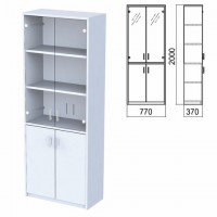 Шкаф закрытый со стеклом "Арго", 770х370х2000 мм, серый (КОМПЛЕКТ) - Премиум Сервис