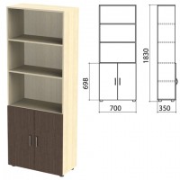 Шкаф полузакрытый "Канц", 700х350х1830 мм, цвет дуб молочный/венге (КОМПЛЕКТ) - Премиум Сервис