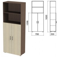 Шкаф полузакрытый "Канц", 700х350х1830 мм, цвет венге/дуб молочный (КОМПЛЕКТ) - Премиум Сервис