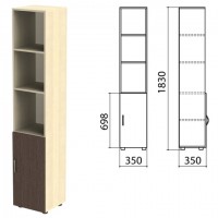 Шкаф полузакрытый "Канц", 350х350х1830 мм, цвет дуб молочный/венге (КОМПЛЕКТ) - Премиум Сервис