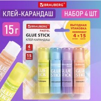 ����-�������� 15 �, �������� ��������, BRAUBERG PASTEL, 4 ����� �� ��������, PVP-������, 271250 - ������� ������