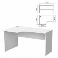 Стол письменный эргономичный "Бюджет" 1360х900х740 мм, левый, белый, 402662-290 - Премиум Сервис