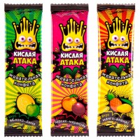 Конфета жевательная КИСЛАЯ АТАКА ассорти 3 вкуса, 11 г, KA-10-1 - Премиум Сервис